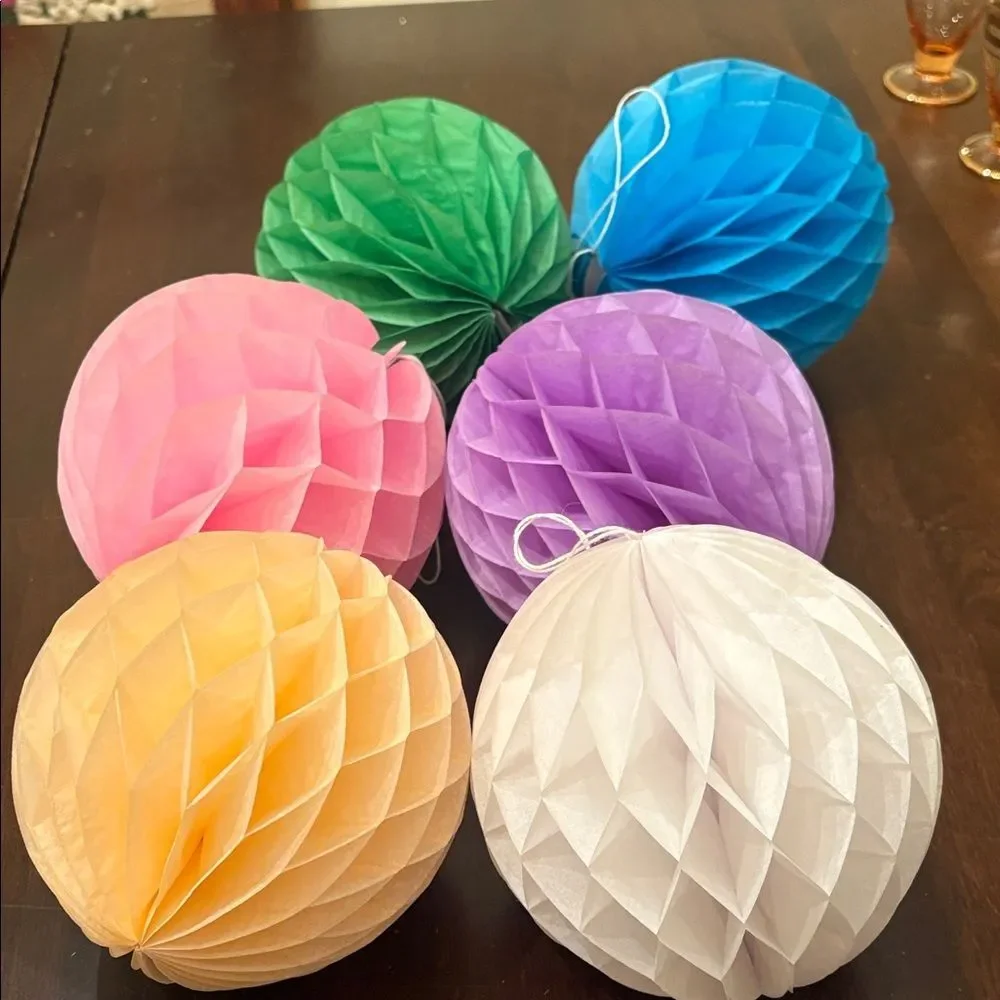 6 Colorful Honeycomb Paper Balls